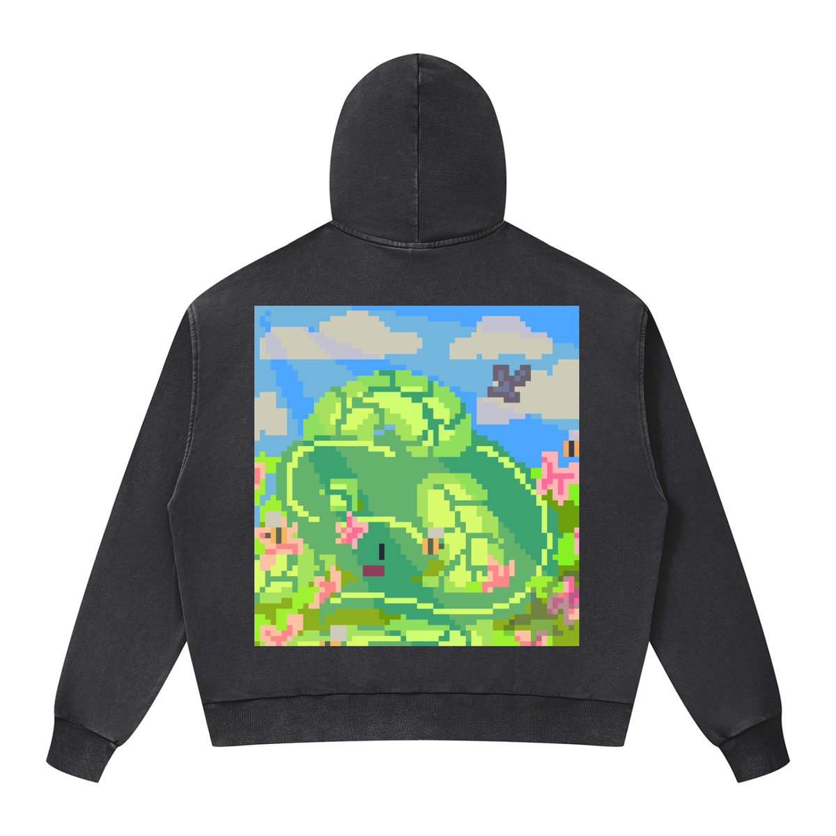 Little green dragon Mineral Wash Boxy Full Zip Hoodie