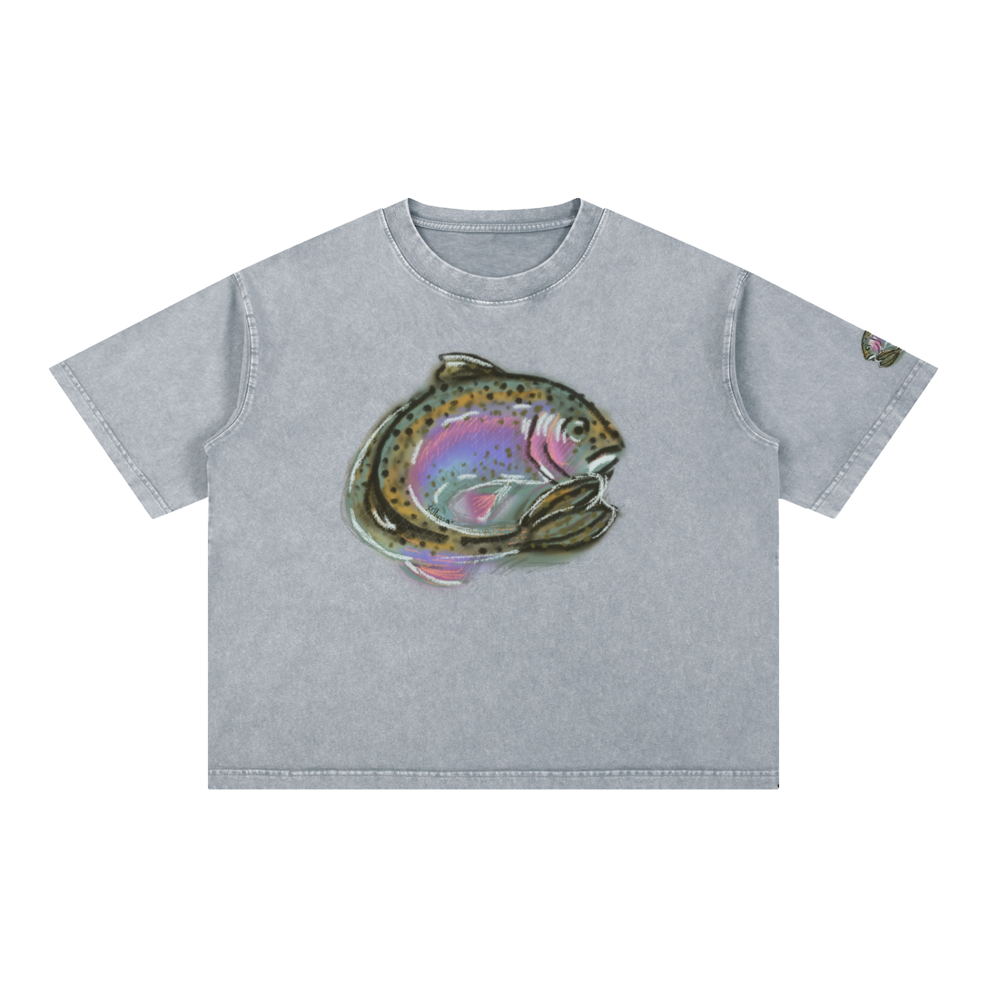 Fish,Painting,Art,Digitalart,Fishingshirts,Fishshirt,Animals,Animalart,Nature,Trout,Digitalpainting,Cuteart,Fineart,Tshirt,Shirt,Grey,Gray