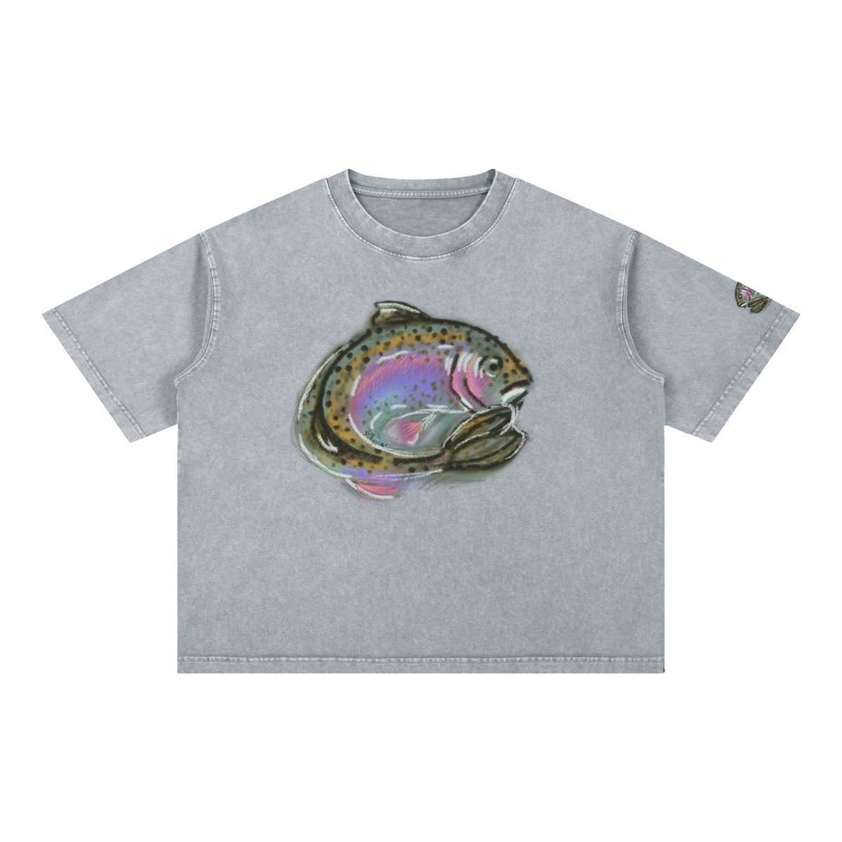 Fish,Painting,Art,Digitalart,Fishingshirts,Fishshirt,Animals,Animalart,Nature,Trout,Digitalpainting,Cuteart,Fineart,Tshirt,Shirt,Grey,Gray