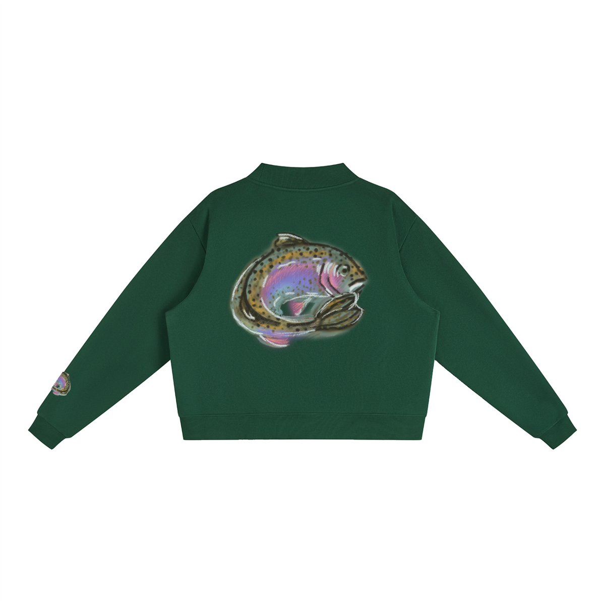 Painted rainbow trout Fleece Mock-Neck Crew Sweatshirt